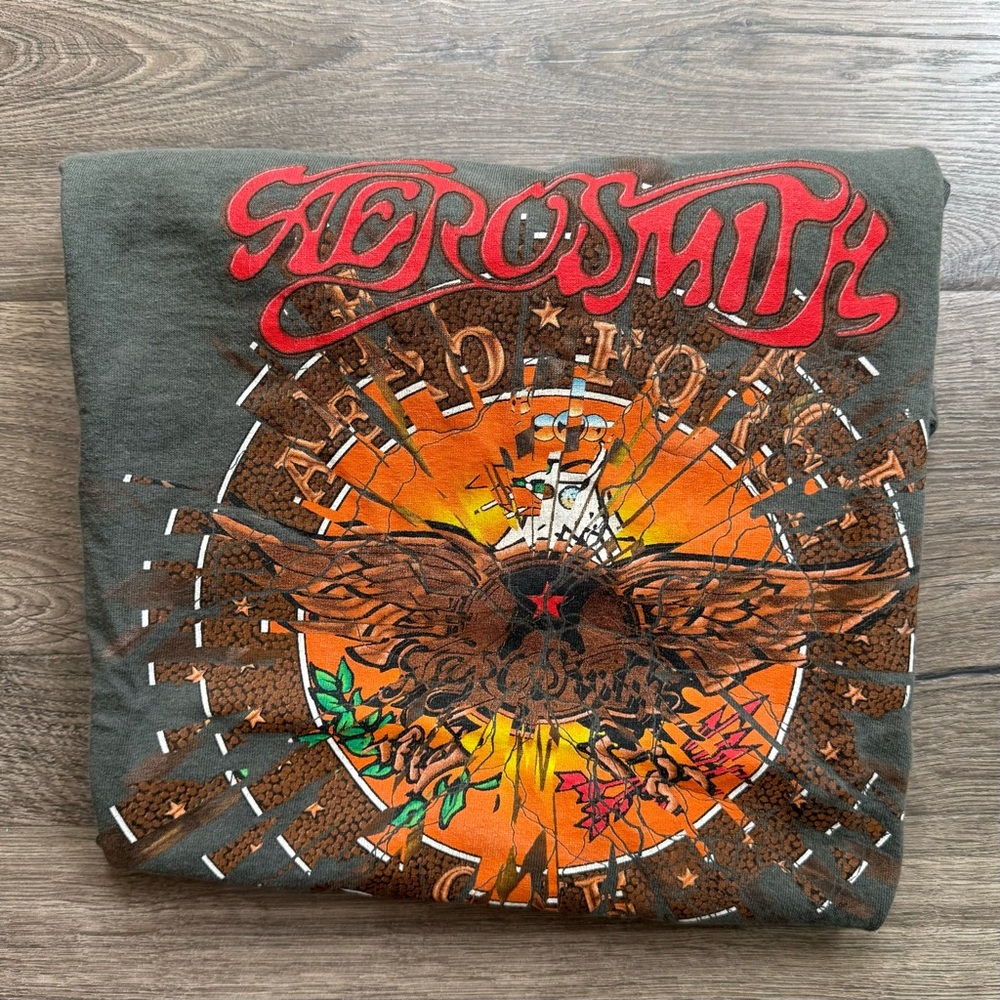 Aerosmith Green Music Tour Rock T Shirt size Large Men 2001 Made in USA Vintage